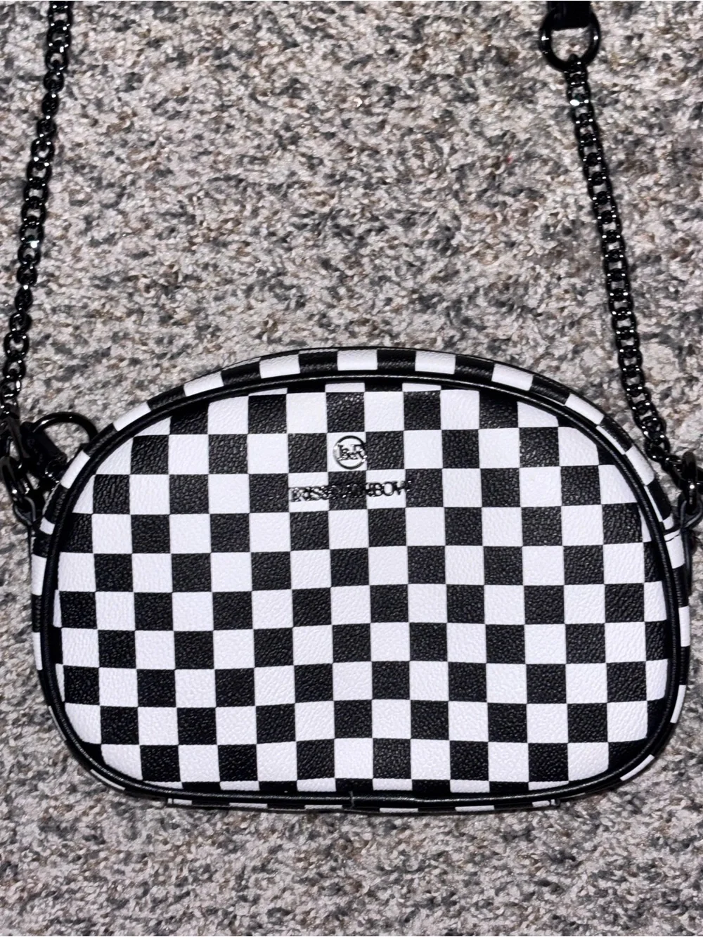Iris&Rainbow Balck and white checkered print small crossbody clutch style
